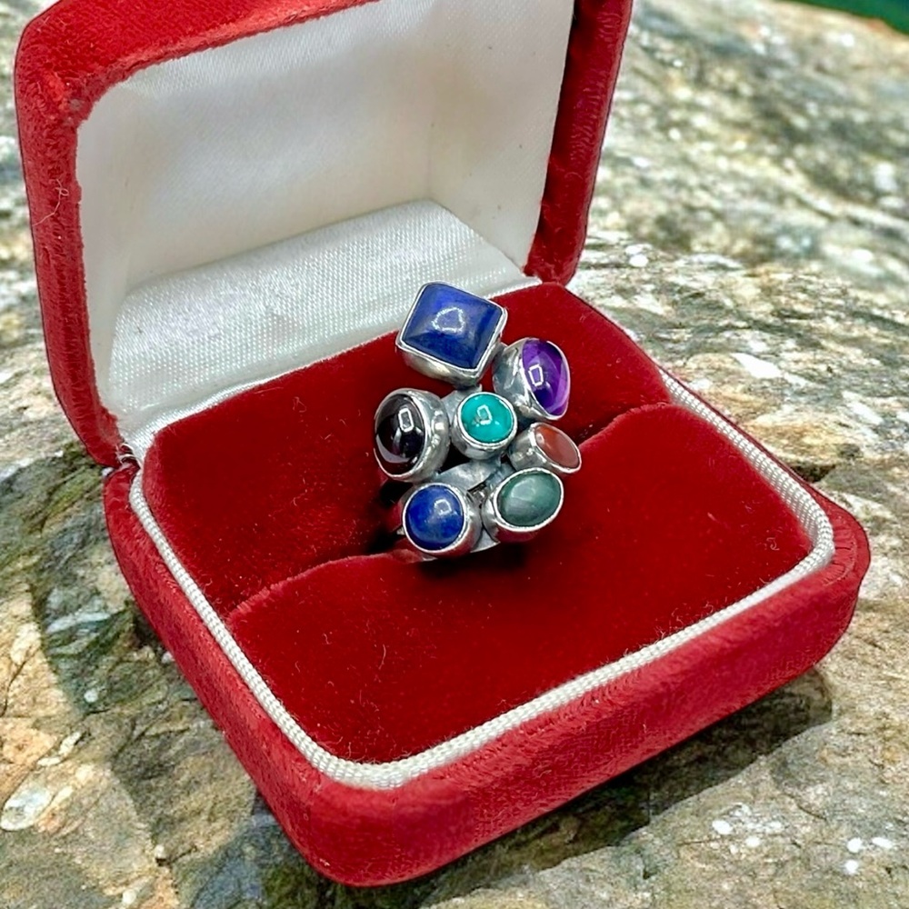 🌺Vintage Nakai Sterling & Gemstone Ring - Picture 5 of 12